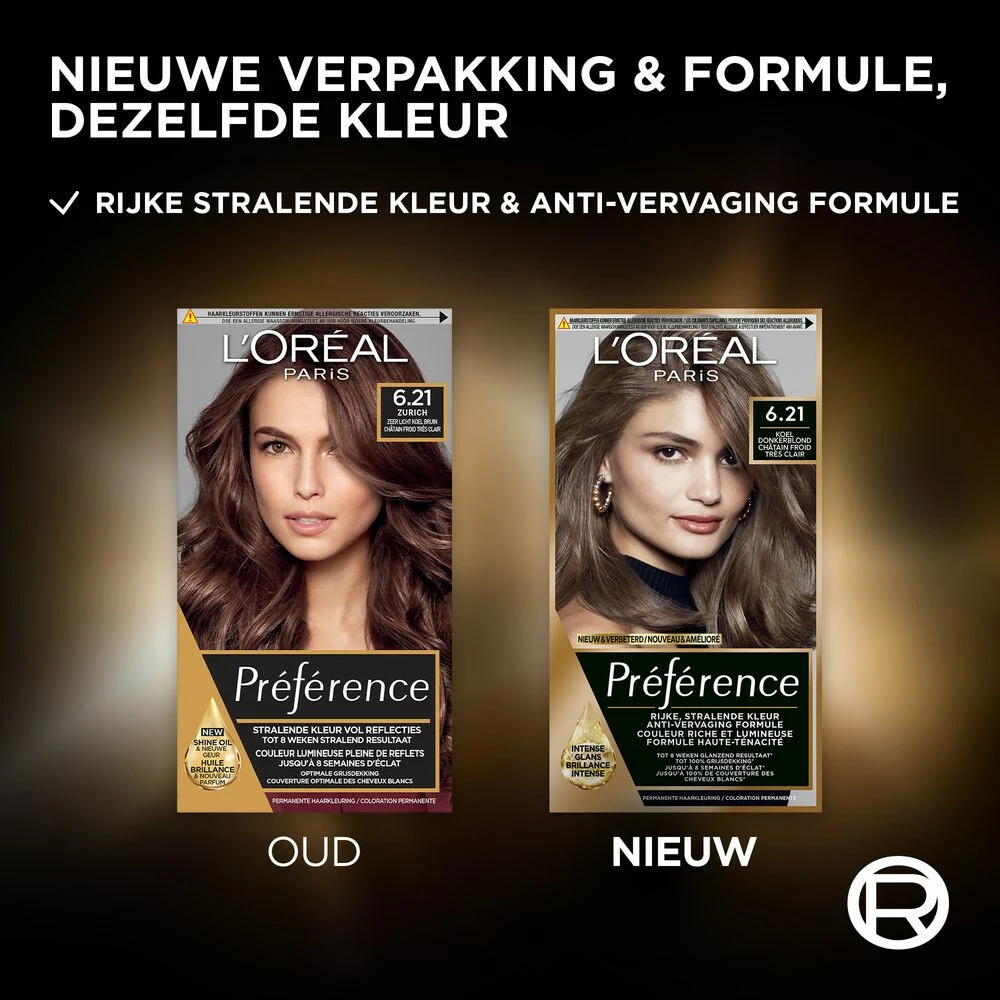 L'Oreal Lu0027Oréal Preference Haarkleuring 6.21 Zurich - Zeer Licht Koel Bruin 5 L'Oreal Lu0027Oréal Preference Haarkleuring 6.21 Zurich - Zeer Licht Koel Bruin - Afbeelding 3
