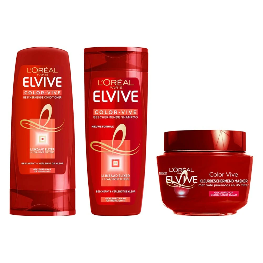 L'Oreal Lu0027Oréal Elvive Color Vive Shampoo, Conditioner En Haarmasker Pakket 3 L'Oreal Lu0027Oréal Elvive Color Vive Shampoo, Conditioner En Haarmasker Pakket