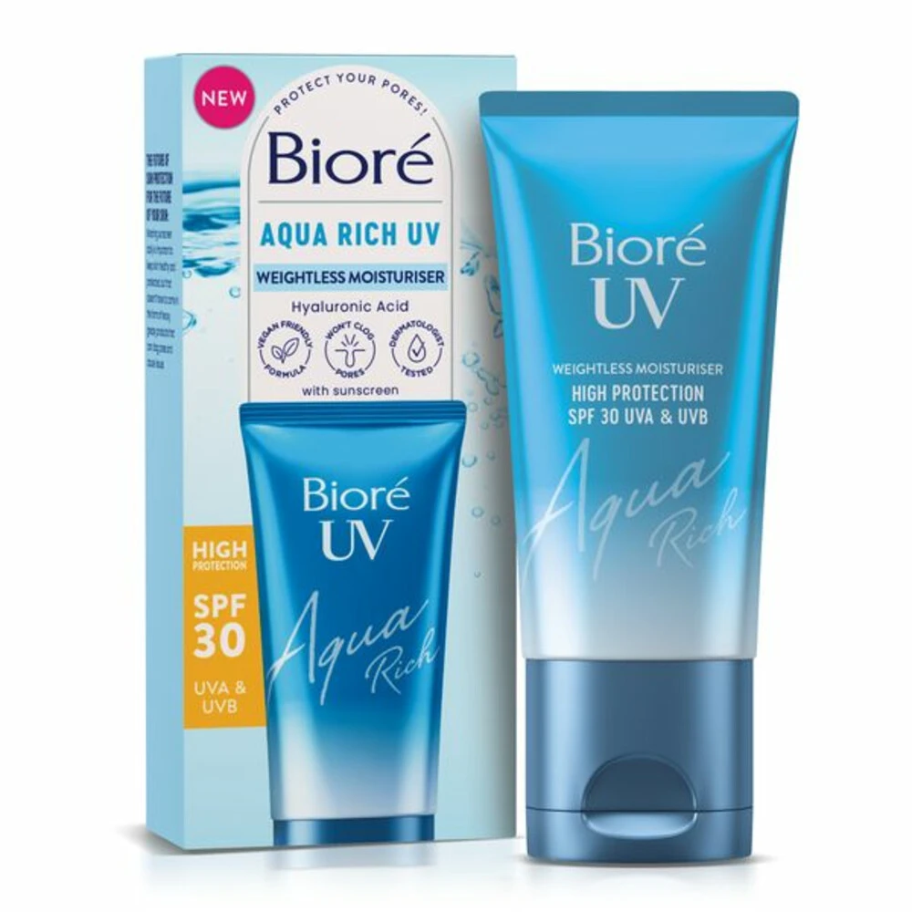 Bioré Weightless Moisturiser UV Aqua Rich SPF30 3 Bioré Weightless Moisturiser UV Aqua Rich SPF30