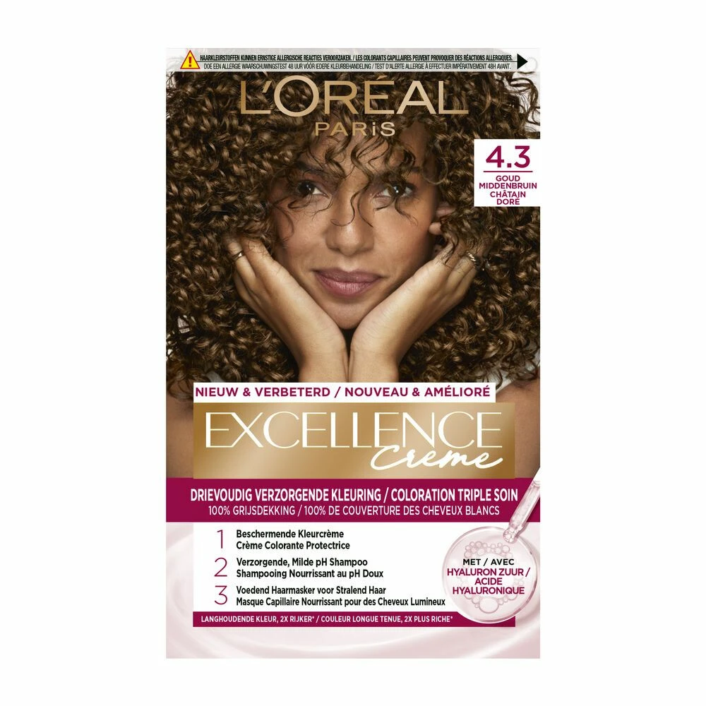 L'Oreal Lu0027Oréal Excellence Creme 4.3 Midden Goudbruin 3 L'Oreal Lu0027Oréal Excellence Creme 4.3 Midden Goudbruin